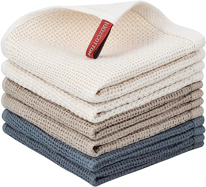 Nialnant 6 Pack Kitchen Towels and Dishcloths Sets,100% Cotton Soft Absorbent Quick Drying Dish T... | Amazon (US)