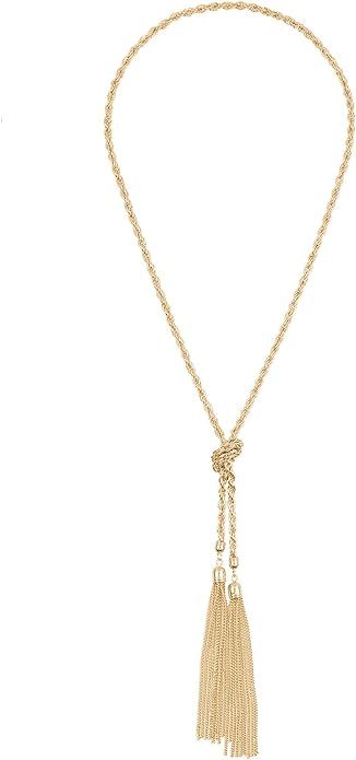LUREME Simple Thin Chain Knot and Tassel Long Necklace (01003351-p) | Amazon (US)