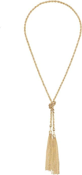 LUREME Simple Thin Chain Knot and Tassel Long Necklace (01003351-p) | Amazon (US)