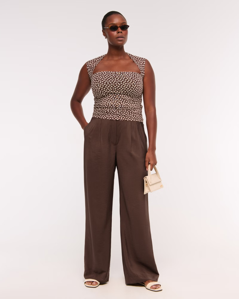 A&F Sloane Crepe Tailored Wide Leg Pant | Abercrombie & Fitch (US)