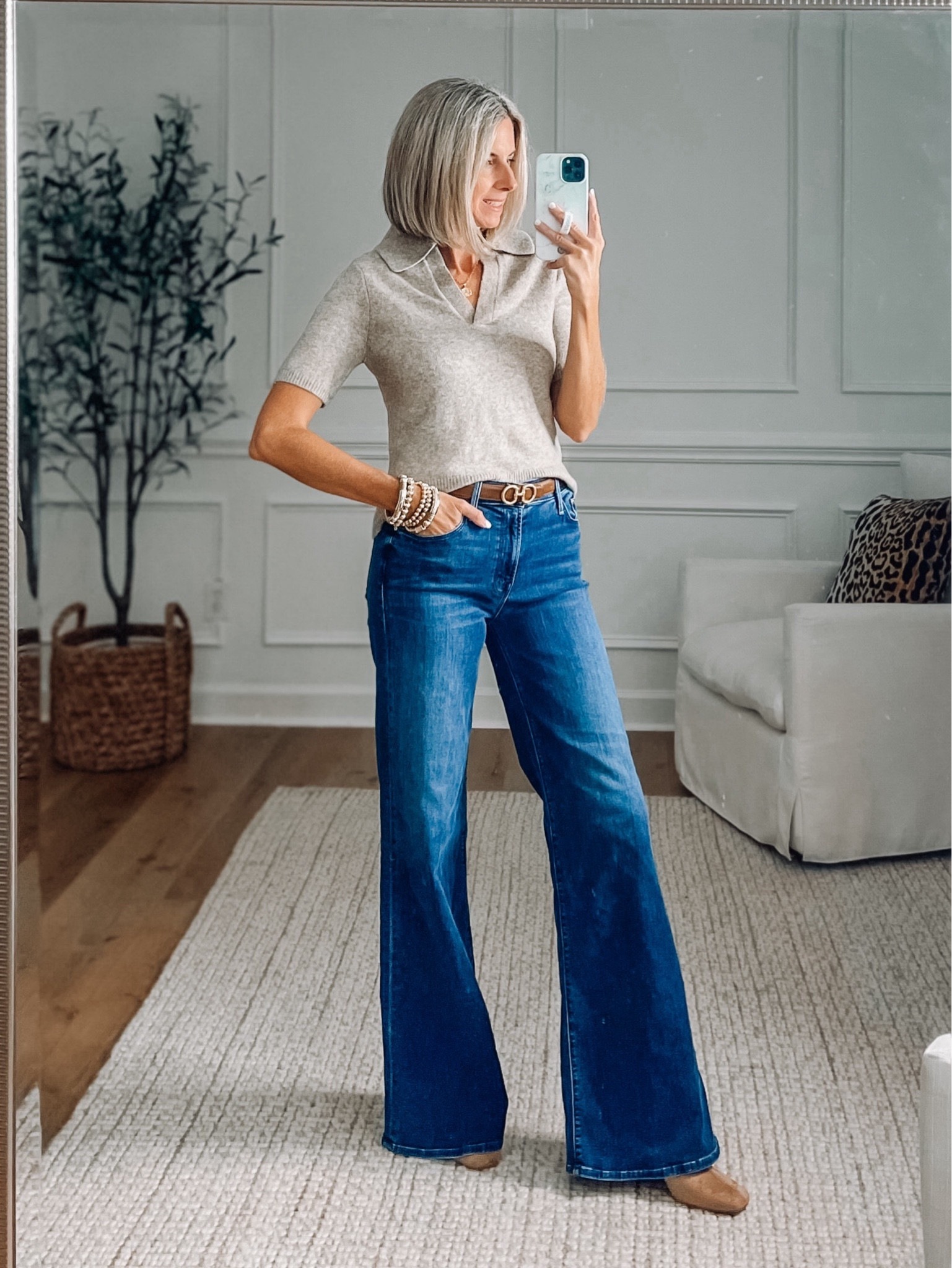 🚨 Jeans 40% off, Top 20% off - copy and paste promo code 
My first pair of Mother jeans and they are so worth the splurge! I love the fun extra wide leg! Super soft and comfortable, wearing a 27. All Mother jeans are currently 40% off. Sweater top is made of a soft yarn and cute collar. Wearing xs 

Date night outfit
Business casual 
Wide leg jeans 
Workwear 
Casual outfits 
Denim outfits 
Nordstrom jeans 
Mother denim 
Abercrombie sweater 



#LTKSaleAlert #LTKFallSale #LTKStyleTip