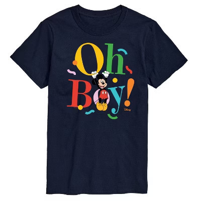 Men's Disney Mickey Oh Boy Short Sleeve Graphic T-Shirt - Navy - Large | Target