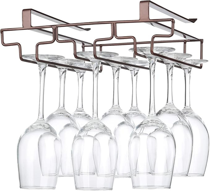 Wine Glass Rack Under Cabinet Drilling Free No Screw Steamware Holder Under Shelf Metal Wine Glas... | Amazon (US)