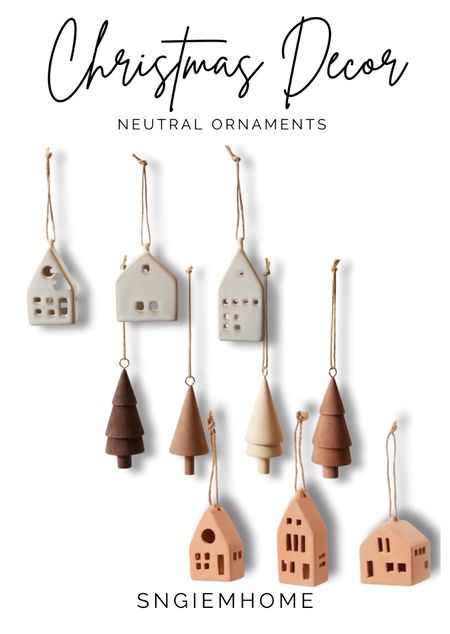 #LTKCHRISTMASDecor keep it simple with ornaments made of wooden trees to mini ceramics homes in warm neutral tones. 40% sale site wide on Holiday decor going on now + free shipping from Canada to US 

#LTKsalealert #LTKhome #LTKHoliday