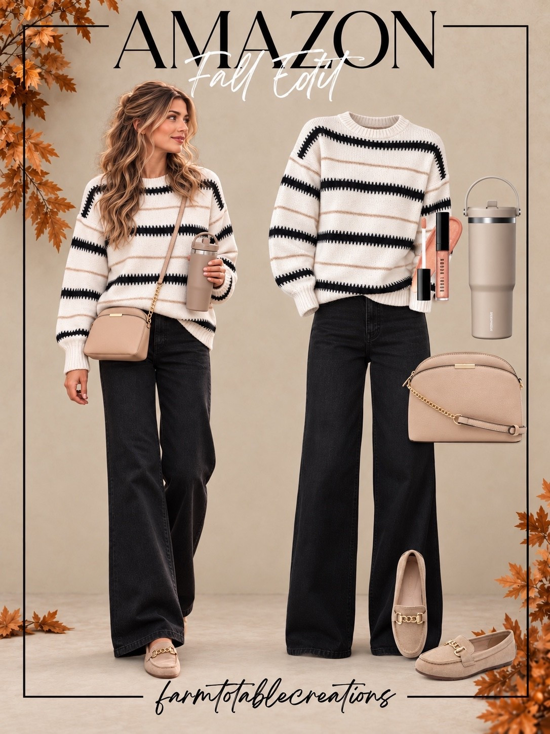 Amazon Prime Day Fashion Deals 🤍🖤

This Amazon Prime Day fashion look is such an easy polished outfit for fall. The striped sweater paired with black wide-leg pants feels classic and effortless, while the neutral loafers and crossbody keep the whole look soft and wearable.

I love this for work, lunch, errands, travel days, or casual weekends when you want to look put together without overthinking it. The neutral accessories make it especially easy to mix with pieces you already own.

Follow @farmtotablecreations on Instagram for more cozy home finds and trending decor.

#LTKStyle #LTKFashion #LTKSaleAlert #PrimeDay #AmazonPrimeDay #PrimeDayDeals #AmazonFashion #AmazonFinds #FallFashion #StripedSweater #WideLegPants #LoaferStyle #CasualChic #AmazonDeals #AmazonMustHaves