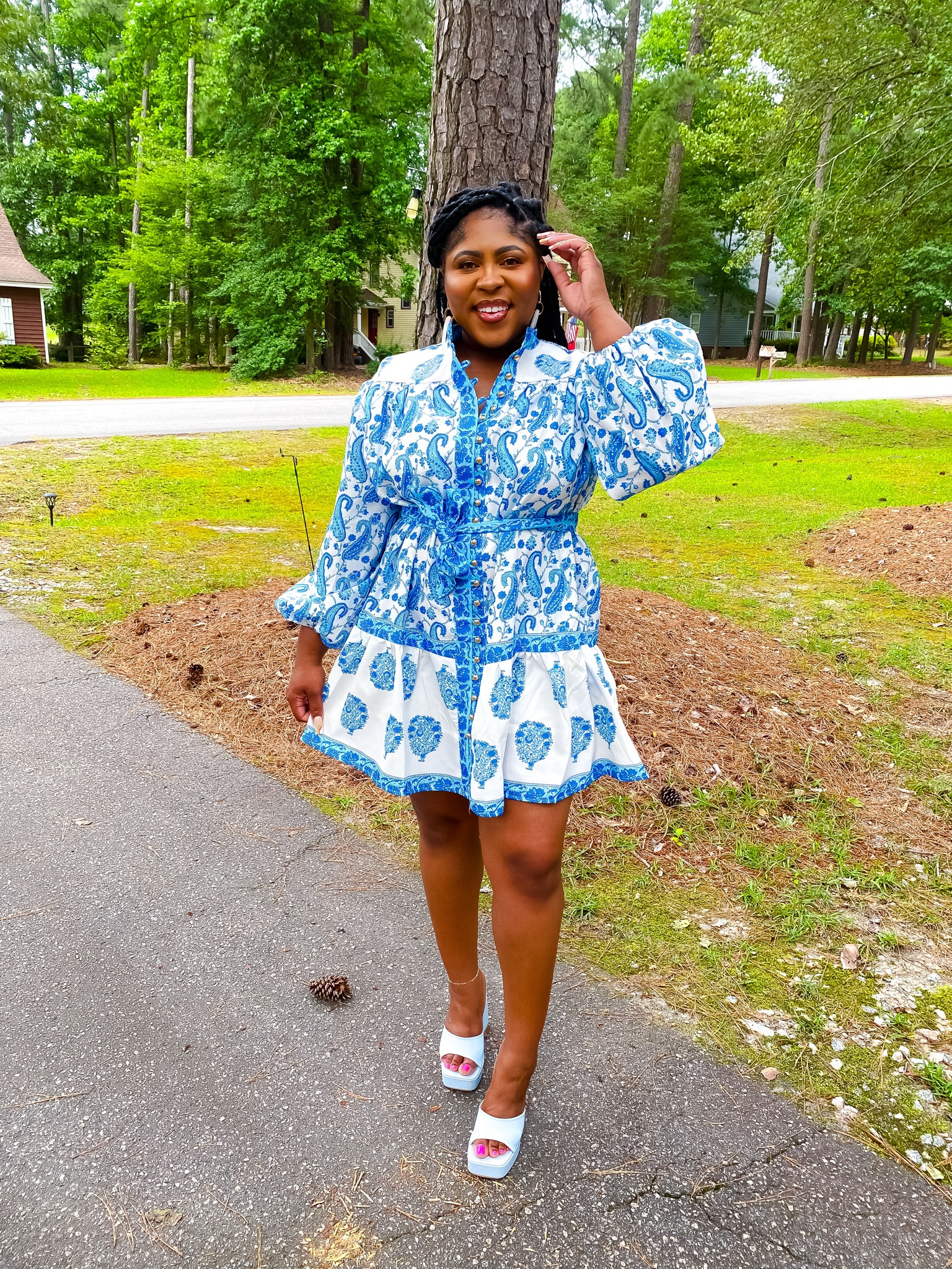 Blue floral paisley print dress!! 