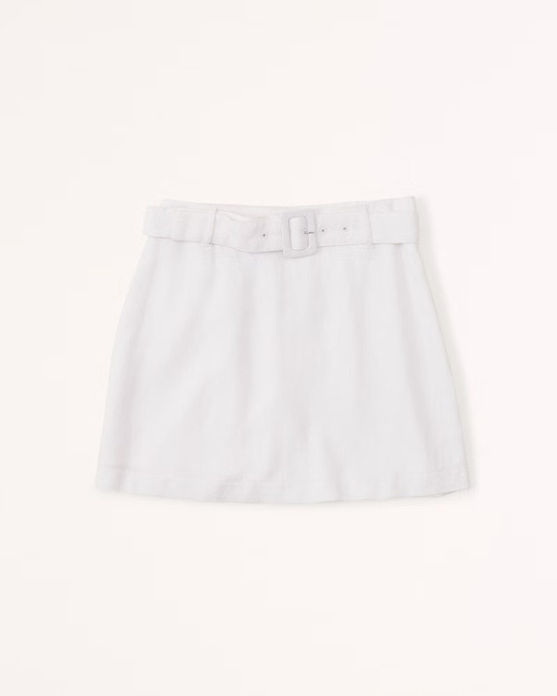 Linen-Blend Belted Skort | Abercrombie & Fitch (US)