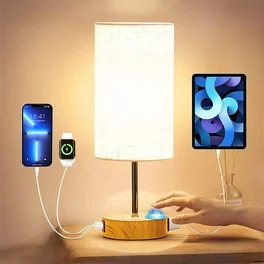 Bedside Lamps with USB Port Touch Control Table Lamp for Bedroom ( LED Bulb Included) | Walmart (US)
