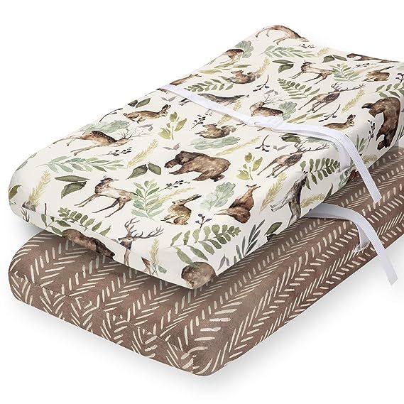 Amazon.com: Pobibaby - 2 Pack Premium Changing Pad Cover - Ultra-Soft Cotton Blend, Stylish Woodl... | Amazon (US)