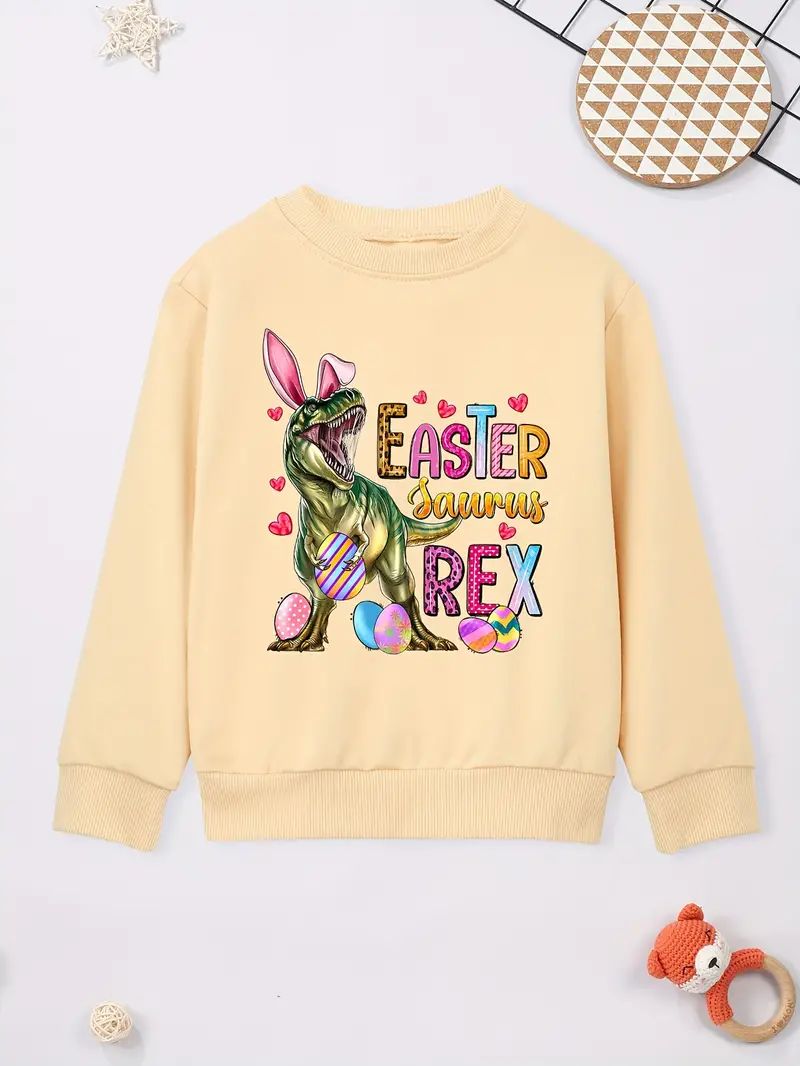 Easter Bunny Print Boy's Casual Creative Pullover Sweatshirt - Temu | Temu Affiliate Program