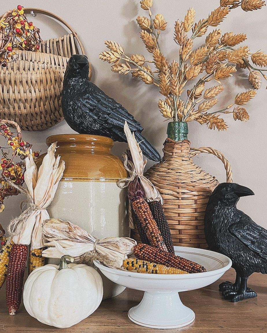 These cute crows add so much to a vignette this time of year. I’d been looking for crows for years and couldn’t find any. So when I saw these for only $5 each I had to snag them!

#LTKSeasonal #LTKHome #LTKHalloween