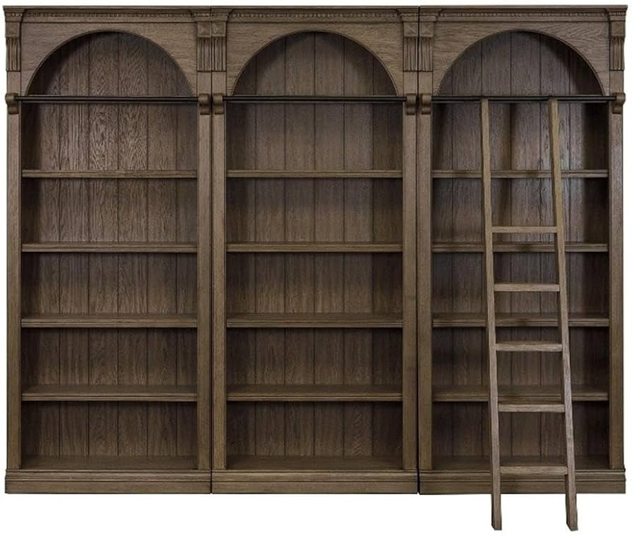 Martin Furniture Traditional 8' Tall Bookcase Wall with Ladder, Storage Organizer, Display Shelf ... | Amazon (US)
