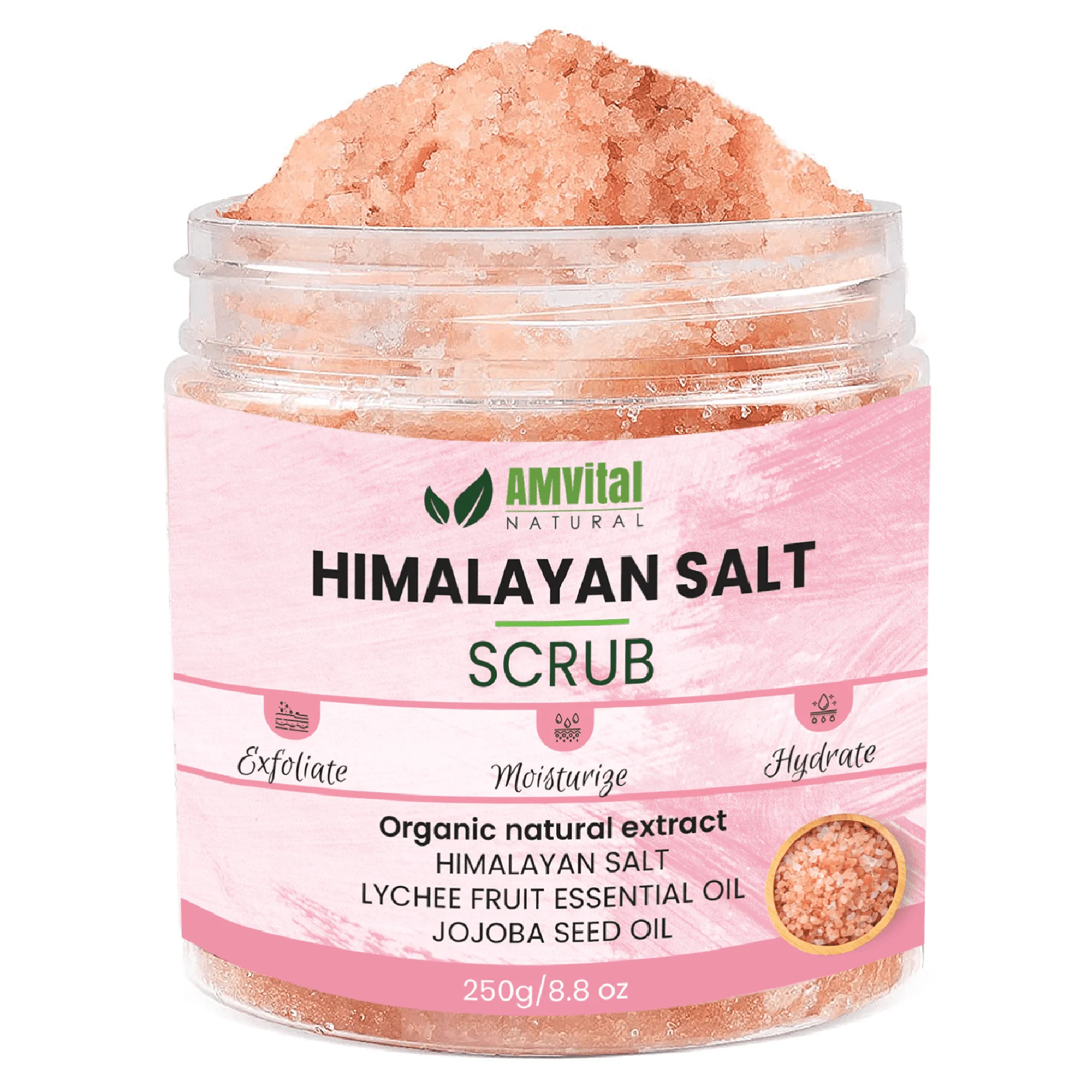 AMVital Himalayan Salt Body Scrub with Almond Oil, Exfoliator for Hydration and Skin Softening, 1... | Walmart (US)