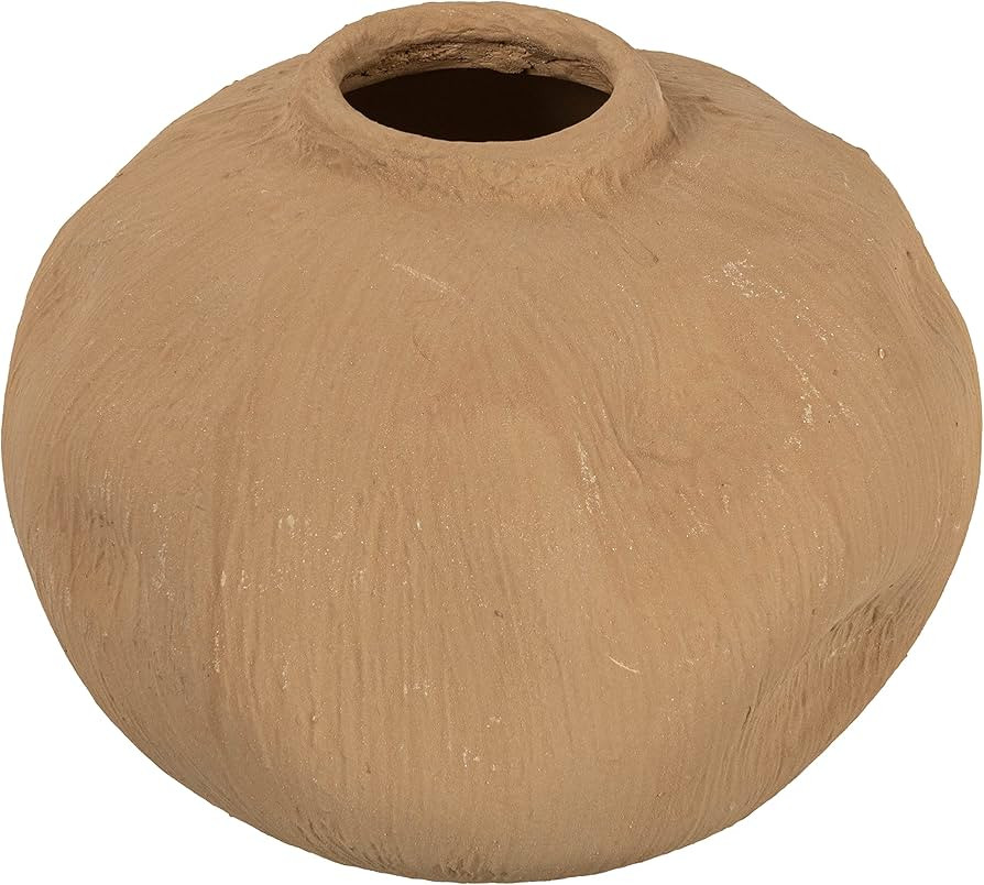 Creative Co-Op Pinched Organic Shape Terracotta Vase, Textured Taupe | Amazon (US)