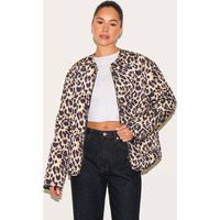 Leopard Zip Up Quilted Jacket | PrettyLittleThing US