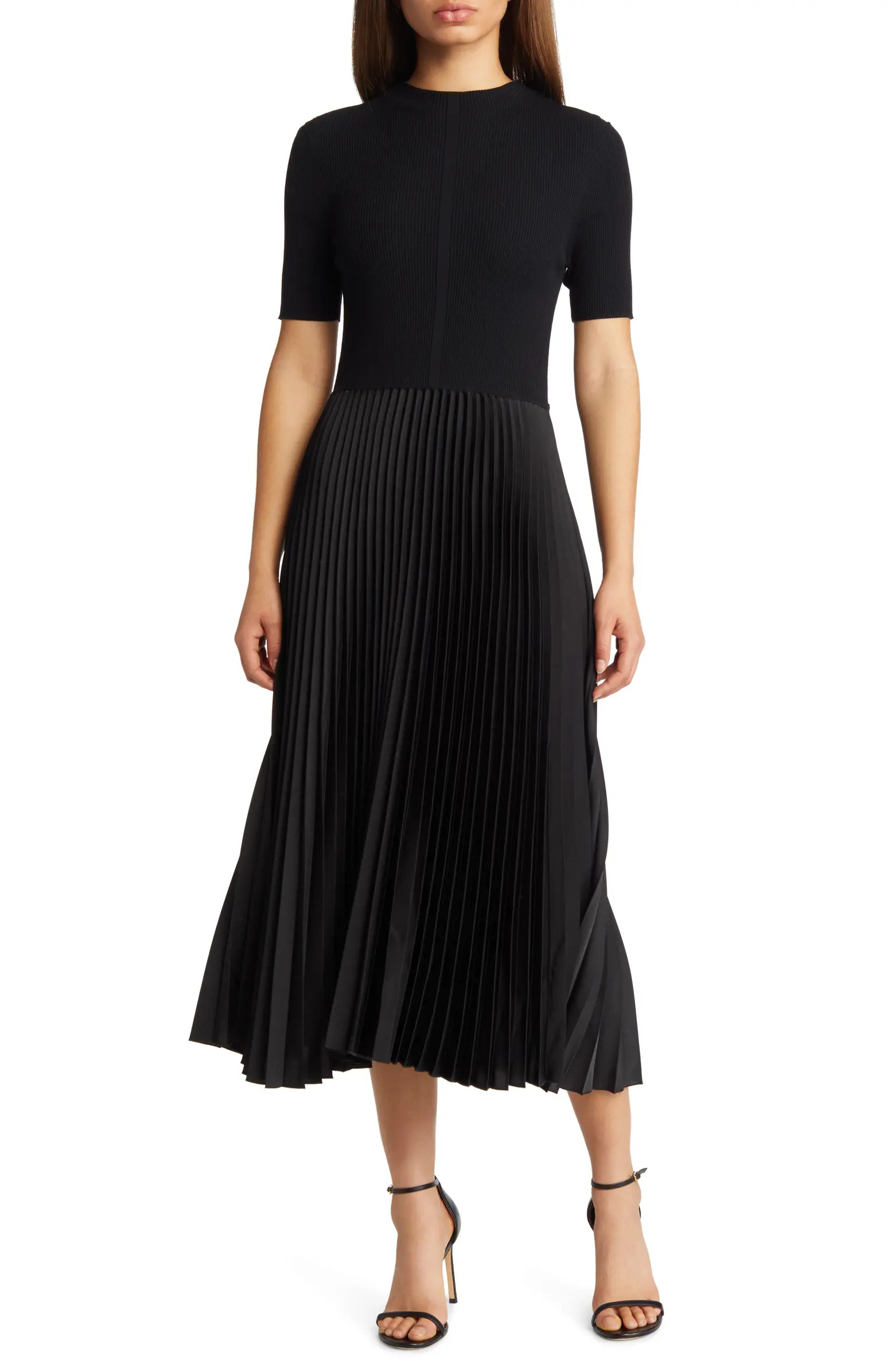 Fadrid Ribbed Pleated A-Line Dress | Nordstrom