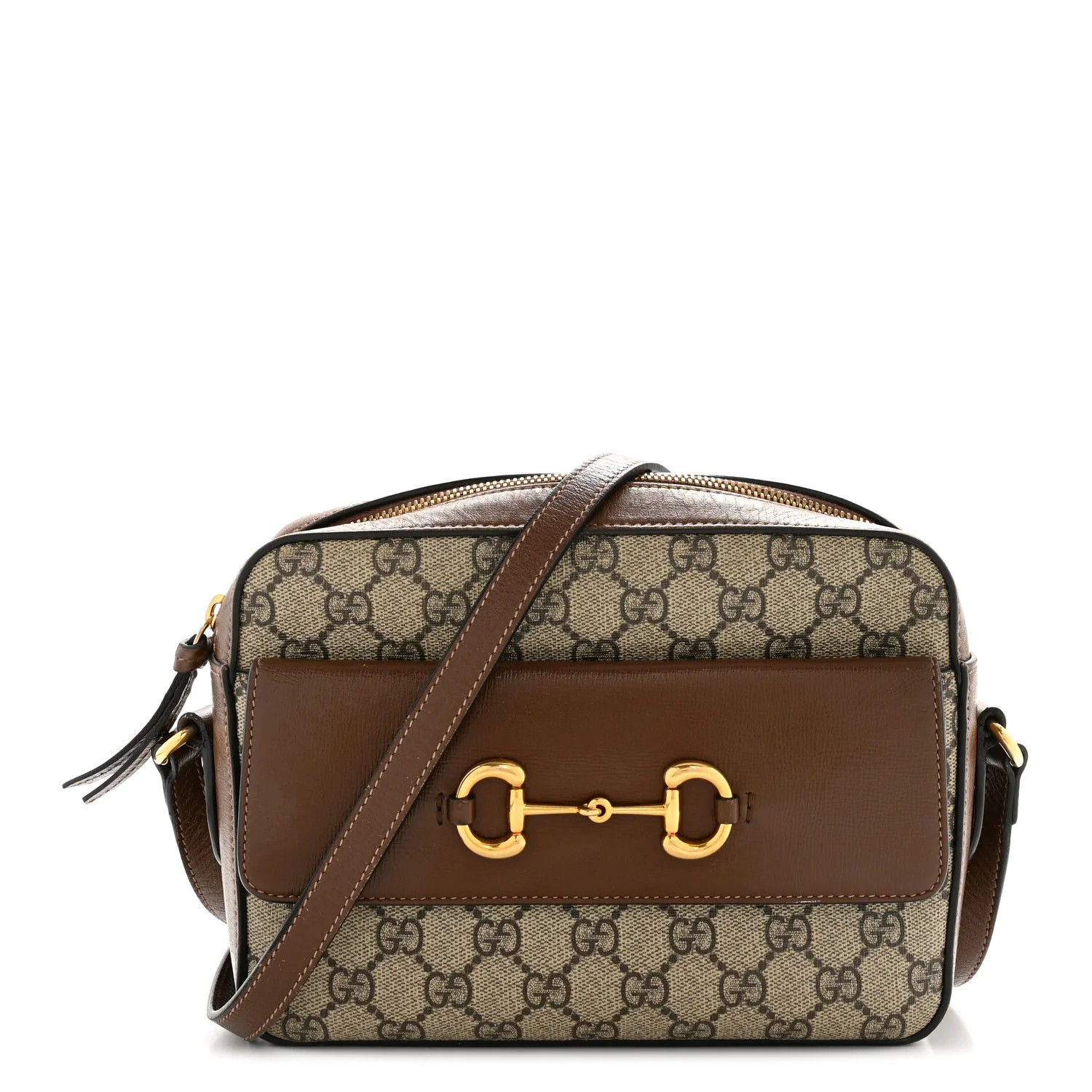 Gucci GG Supreme Monogram Small Horsebit 1955 Shoulder Bag Beige Brown Sugar 1876491 | FASHIONPHILE (US)