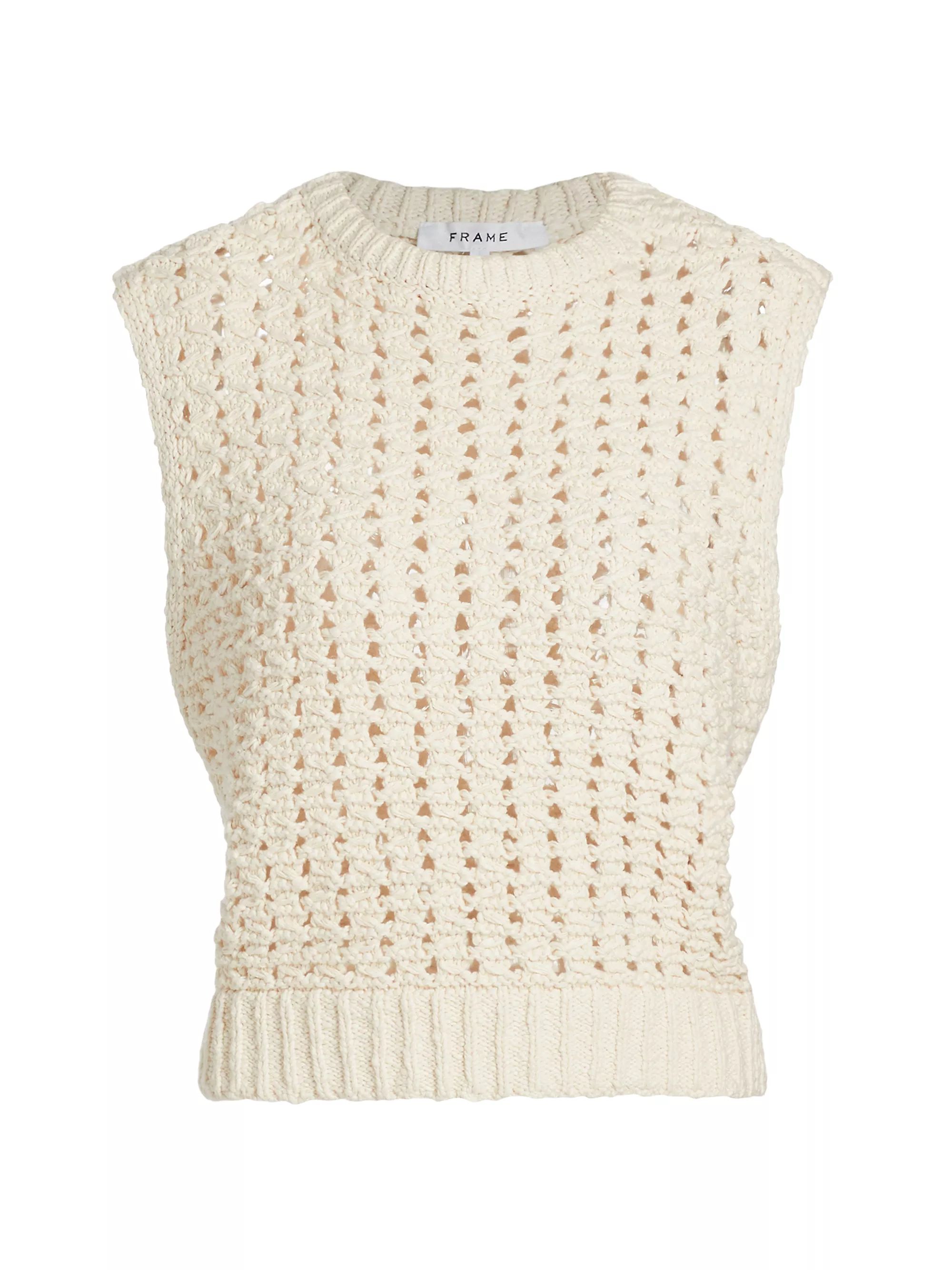Cotton Crochet Sleeveless Sweater | Saks Fifth Avenue