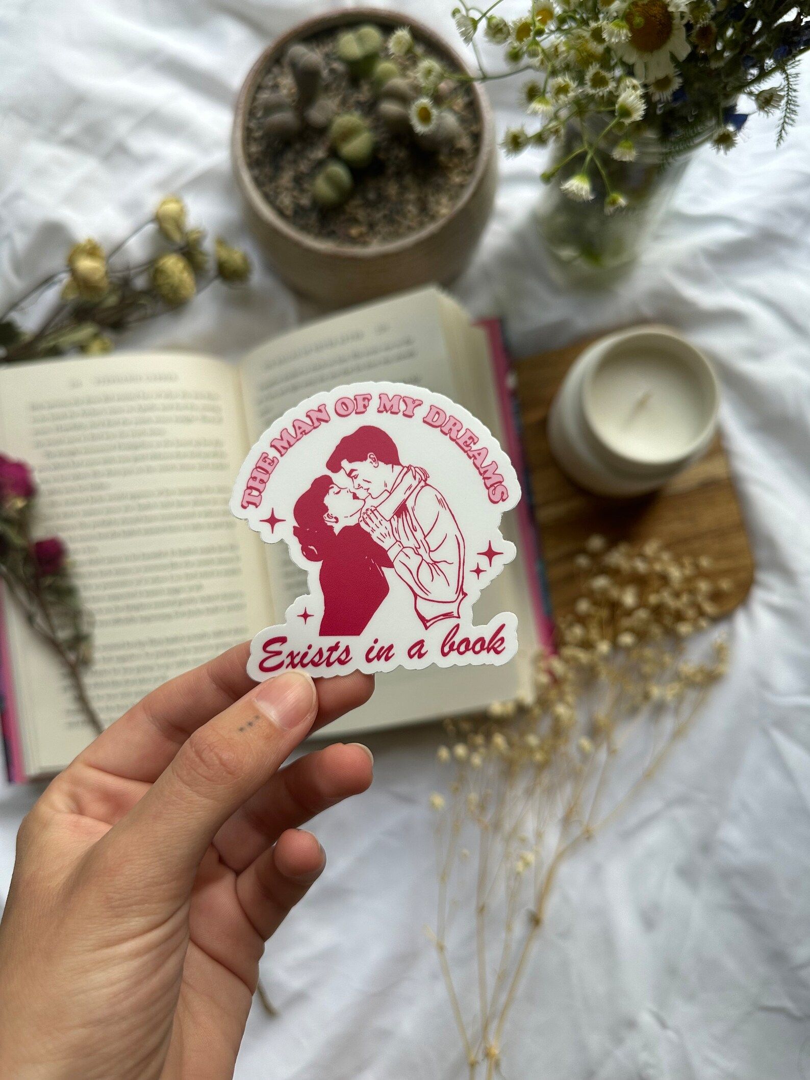 The Man of My Dreams Exists in a Book Sticker, Cute Bookish Sticker, Kindle Stickers, Book Lovers... | Etsy (US)