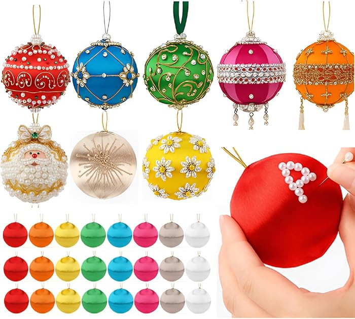Syhood 24 Pcs 2.36 Inch Christmas Satin Balls Ornaments DIY Craft Foam Silk Christmas Ball Orname... | Amazon (US)