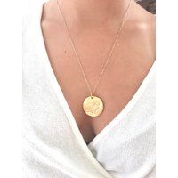 Coin Necklace, Gold coin necklace, Owl Necklace, Gold Owl necklace, Gold disc necklace, Minimalist jewelry, Dainty Necklace, Gold Necklace | Etsy (US)