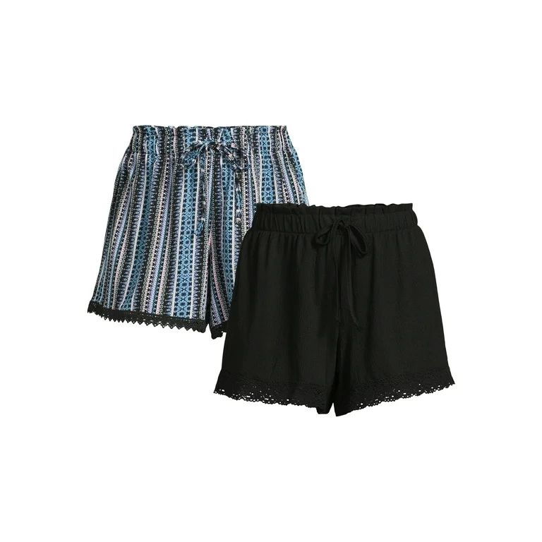 No Boundaries Juniors Crochet Hem Shorts, 2-Pack, Sizes XS-XXXL | Walmart (US)