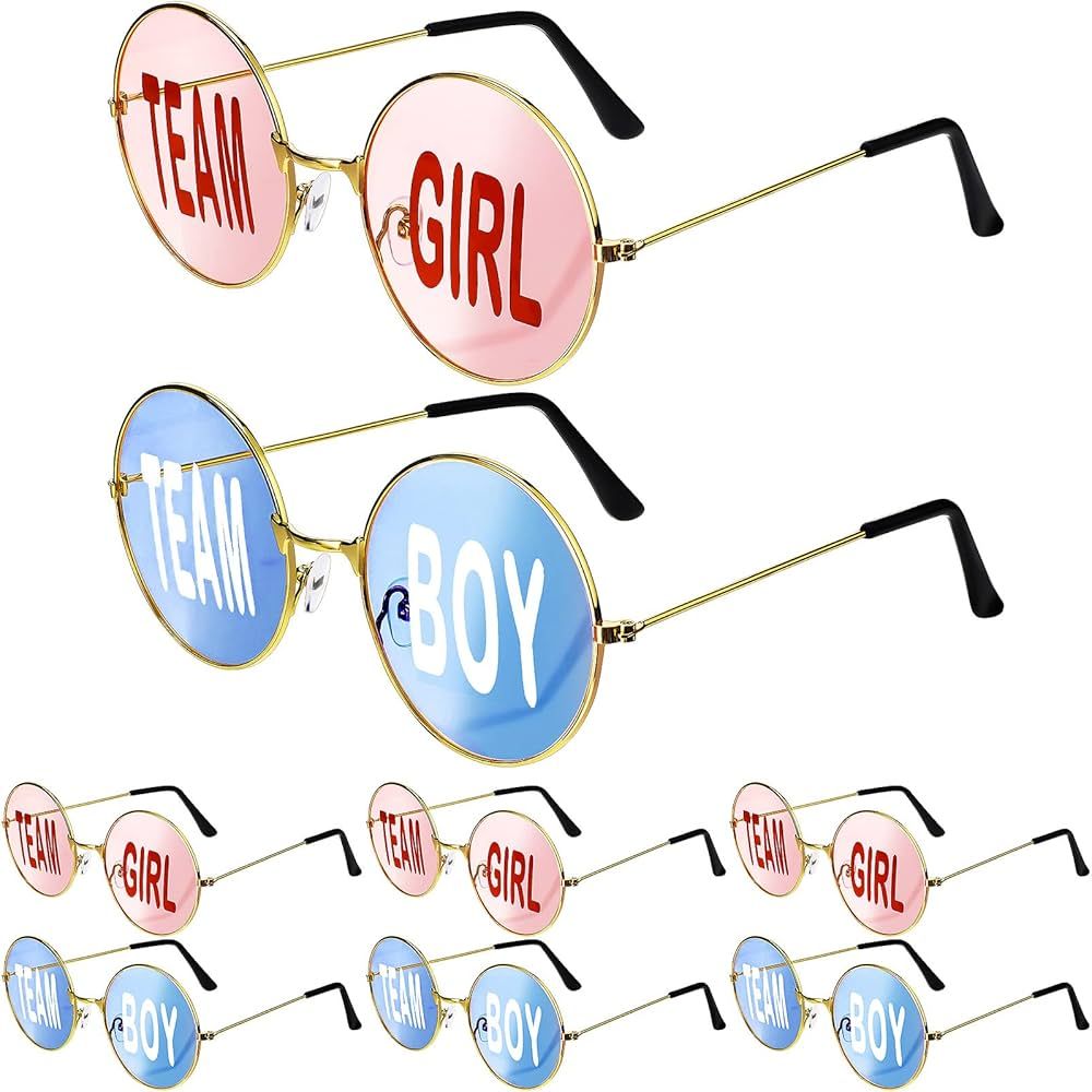 8 Pairs Blue and Pink Sunglasses Frameless Gender Reveal Glasses Team Girl and Team Boy Decor for... | Amazon (US)