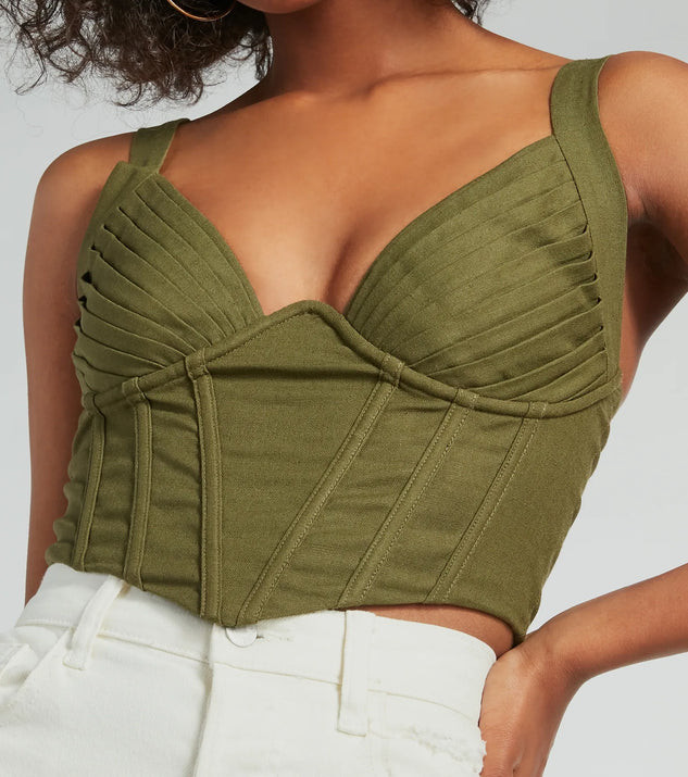 Everyday Allure Plunging Linen Corset Top | Windsor Stores