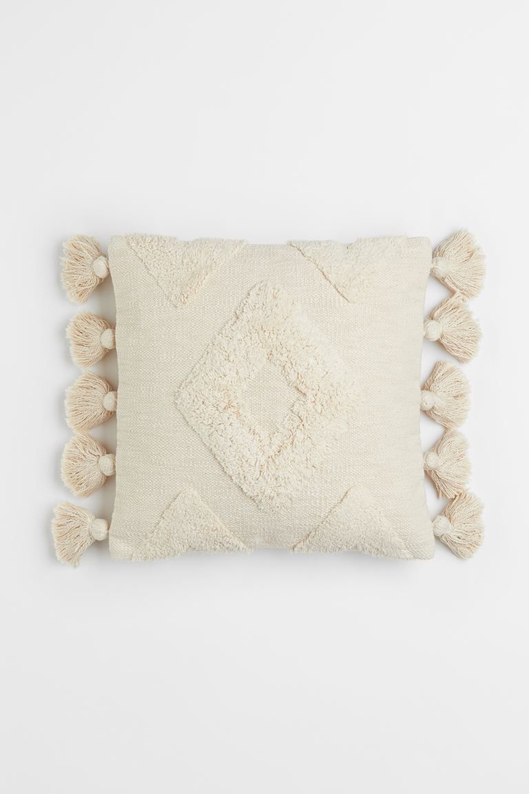 Cushion Cover with Tassels - Light beige - Home All | H&M US | H&M (US + CA)