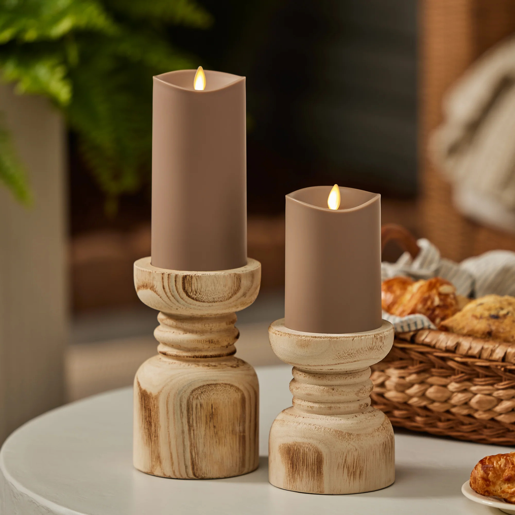 Timeless Taupe Outdoor Flameless Candle Pillar | Luminara