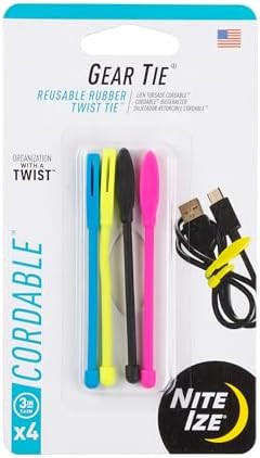 Nite Ize Gear Tie Cordable, The Original Reusable Rubber Twist Tie with Stretch-Loop For Cord Man... | Amazon (US)