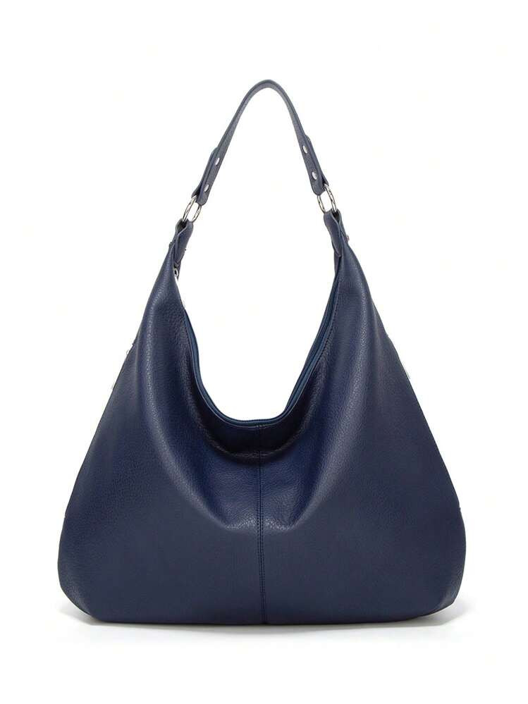 Retro Women Tote Bag, New Fashion Overseas Shopping Bag, Large Capacity Shoulder Handbag, Soft Leather Underarm Bag, Versatile For Commute | SHEIN