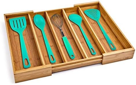 Seville Classics Bamboo Expandable 5 Large Compartment, 2 Adjustable, Cutlery Drawer Tray Organiz... | Amazon (CA)