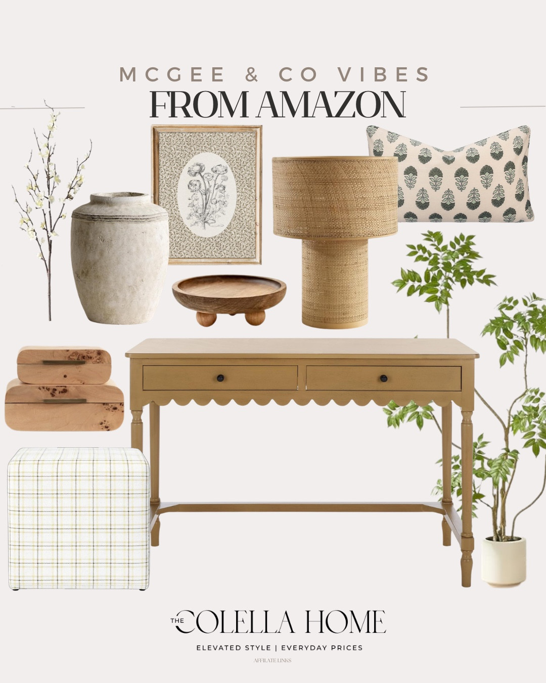 Designer looks for less includes throw pillow, table lamp, faux plant,   Vase, decorative boxes, ottoman, desk, wall art.

Home decor, designer looks for less, home accents, Amazon finds

#LTKSeasonal #LTKvlog #LTKHome