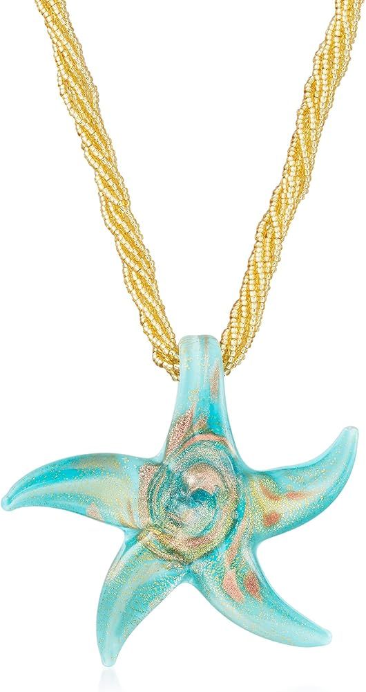 Ross-Simons Italian Turquoise Murano Glass Starfish Necklace With 18kt Gold Over Sterling | Amazon (US)