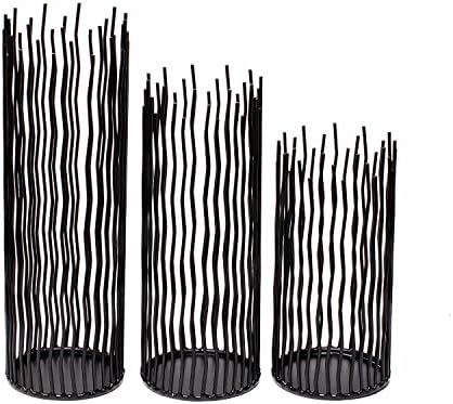 Amazon.com: Metal Iron Willow Led Pillar Candle Holder Set of 3, Modern Black Table Centerpiece S... | Amazon (US)