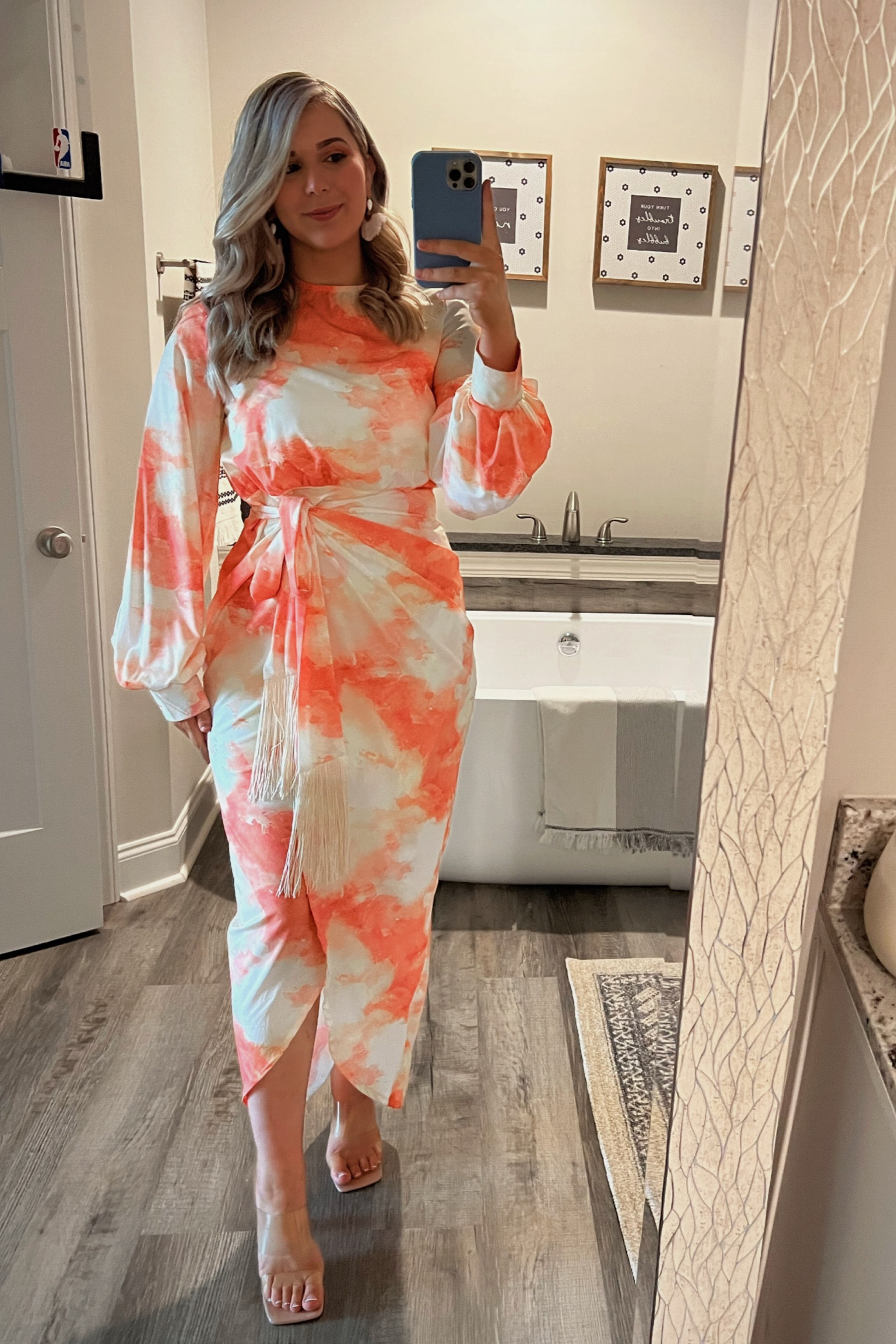orange watercolour print tassel tie wrap maxi dress DealswithDina on LTK
