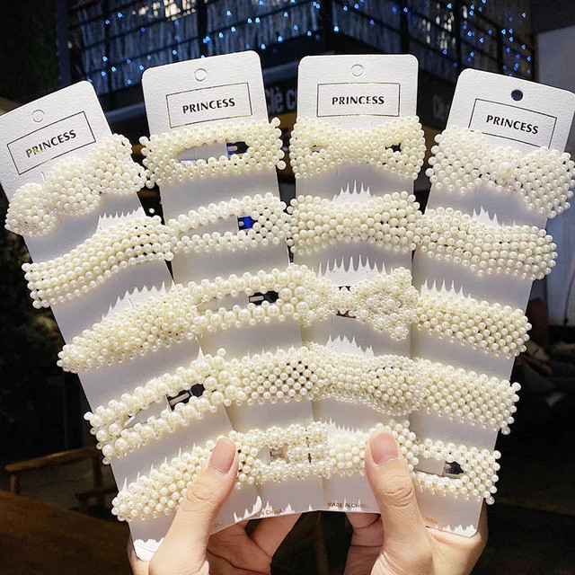 5/8pcs/set Women Girls Elegant Imitation Pearls Geometric Hairpins Sweet Hair Ornament Clips Barr... | AliExpress (US)