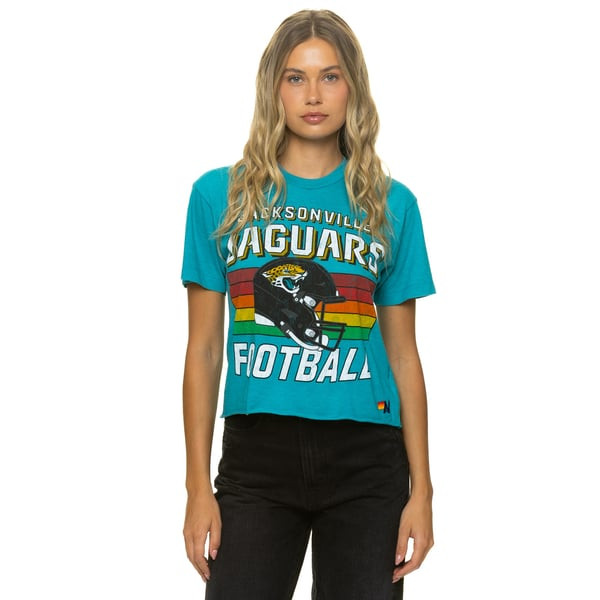 Jacksonville Jaguars Aviator Nation Women's Boxy Boyfriend Tri-Blend T-Shirt - Teal | Fanatics