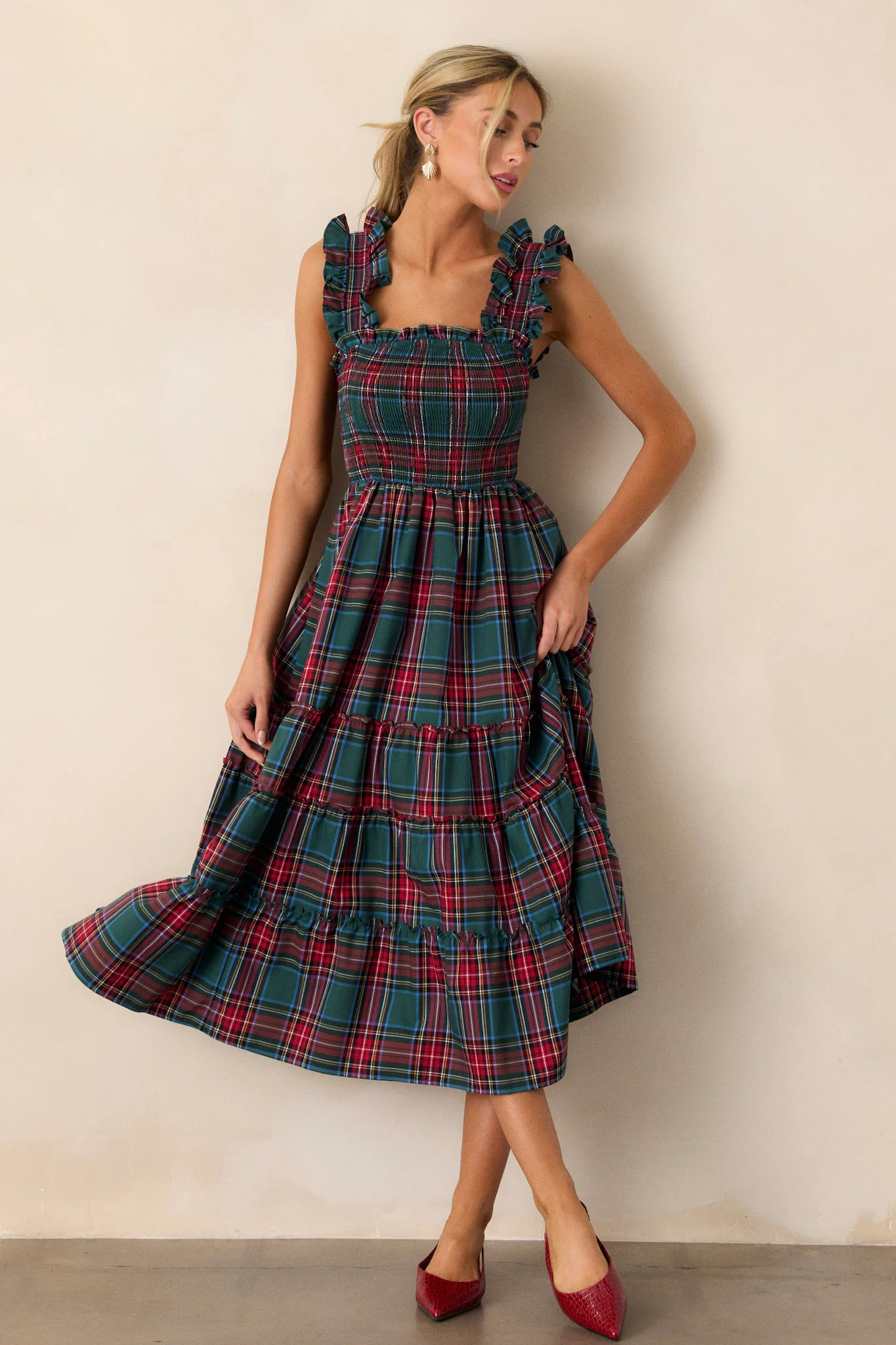 Pride And Joy Green Plaid Midi Dress | Red Dress