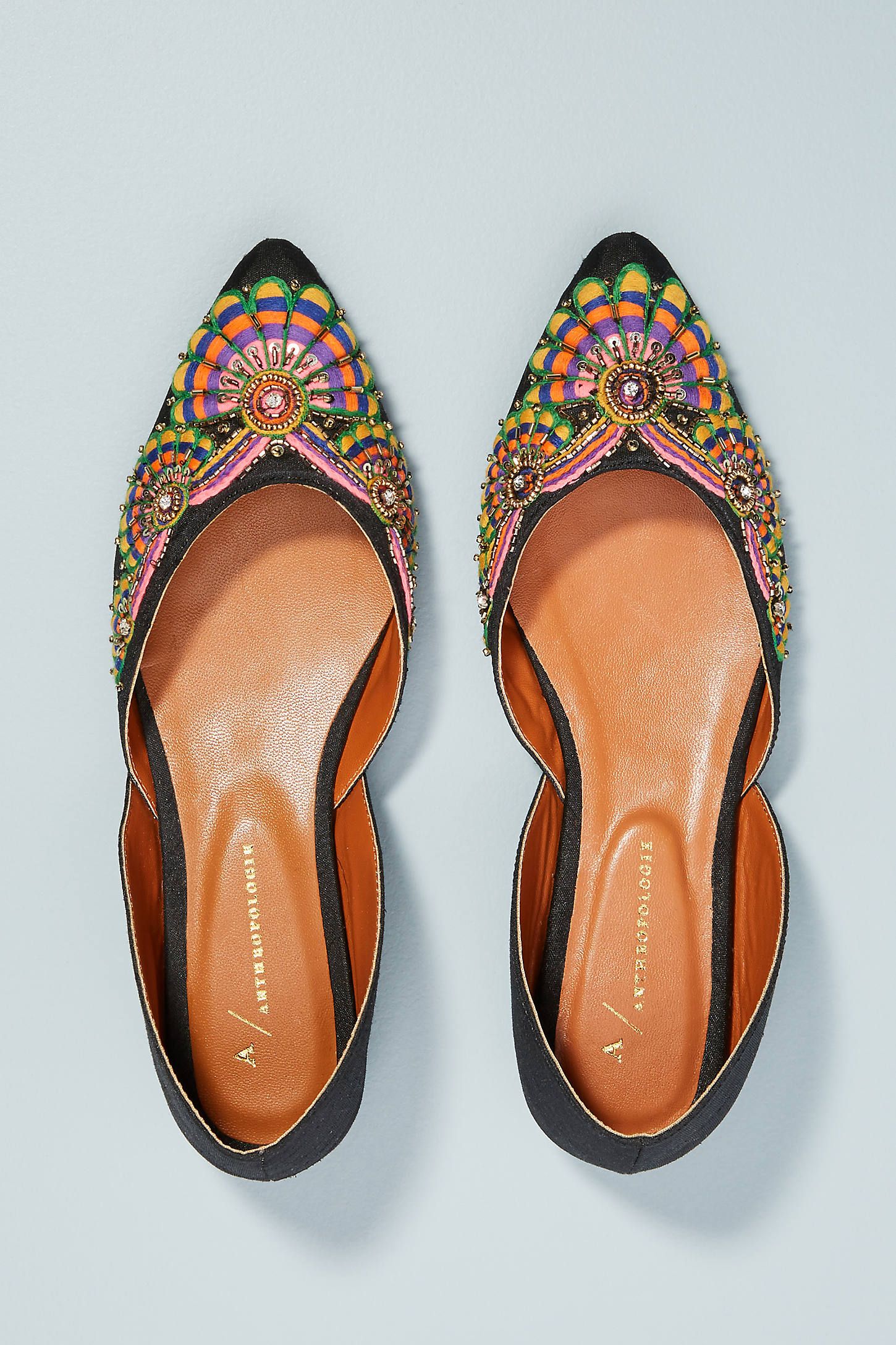 Anthropologie Well-Embroidered D'Orsay Flats | Anthropologie (US)