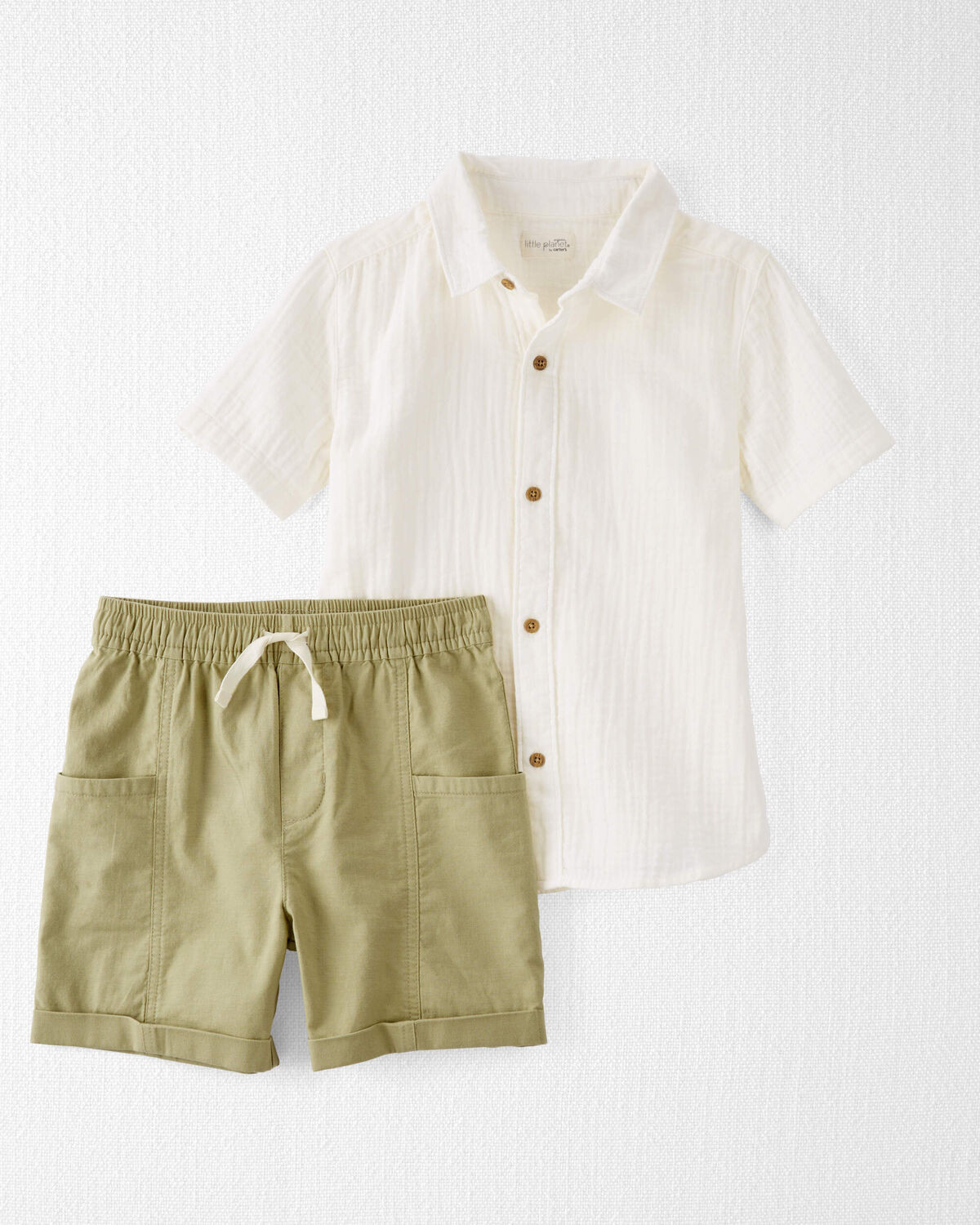 Sweet Cream Kid Button-Front Shirt and Shorts Set Made with Organic Cotton | carters.com | Carter's