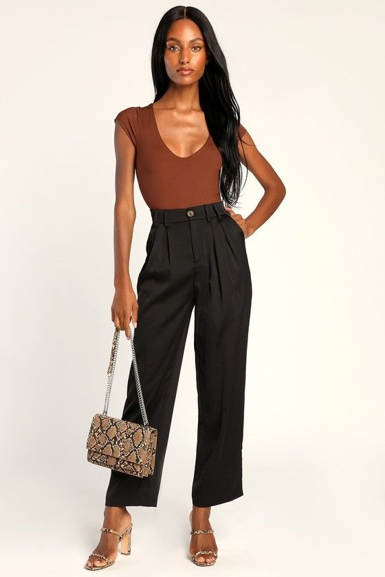 Sophisticated Take Black High-Waisted Trouser Pants - Fall Workwear - Office Outfits- Work Outfits | Lulus (US)
