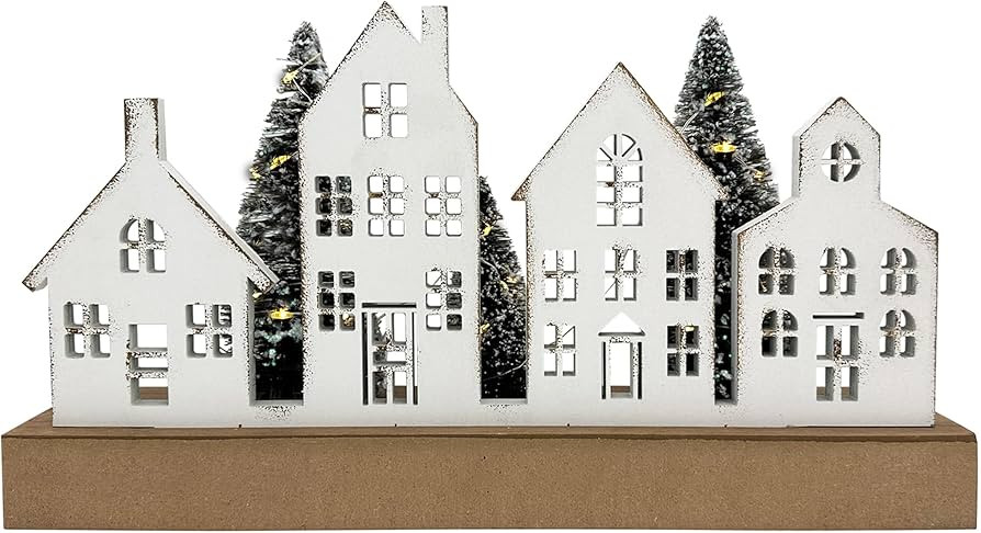 Christmas Decorations for Home Led Lighted Christmas Tree Decor Wooden Merry Christmas Sign Rusti... | Amazon (US)