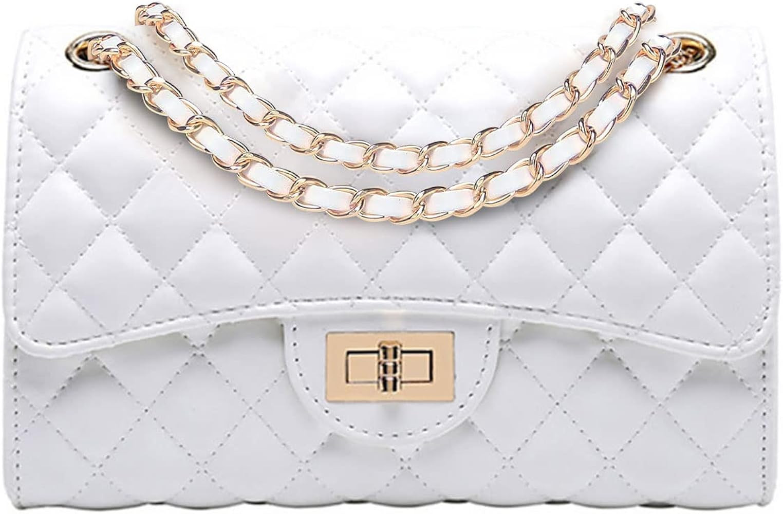 Quilted Purse with Chain Strap Black Crossbody Bags for Women Faux Leather Shoulder Bag Clutch Pu... | Amazon (US)