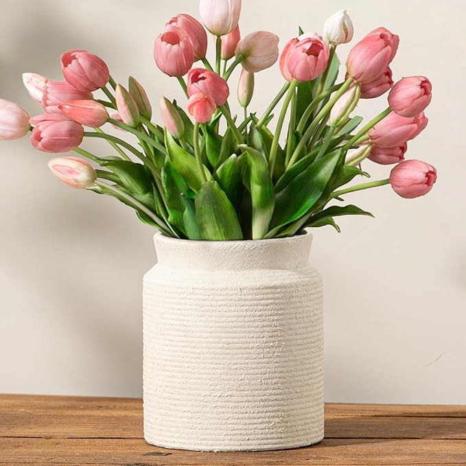 Ceramic Flower Vase 7.5 inch Farmhouse Rustic Vase for Home Decor Handcrafted Pottery Terracotta ... | Amazon (US)