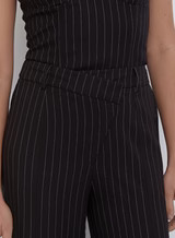 Black Pinstripe Tailored Straight Leg Trouser - Libby | 4th & Reckless