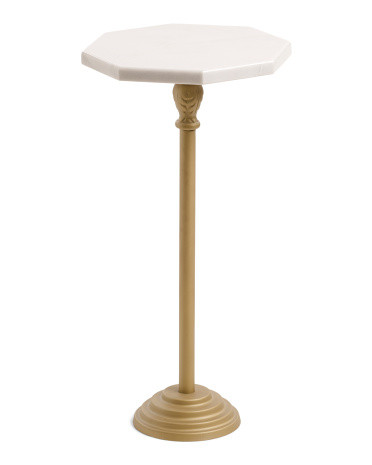 24in Fluted Marble Top Table | Marshalls