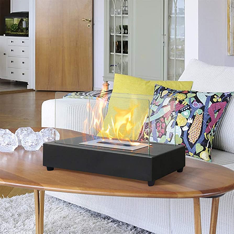 Tabletop Fireplace, Upgrades Rectangle Tabletop Bio Ethanol Fireplace Indoor Outdoor Fire Pit Por... | Amazon (US)