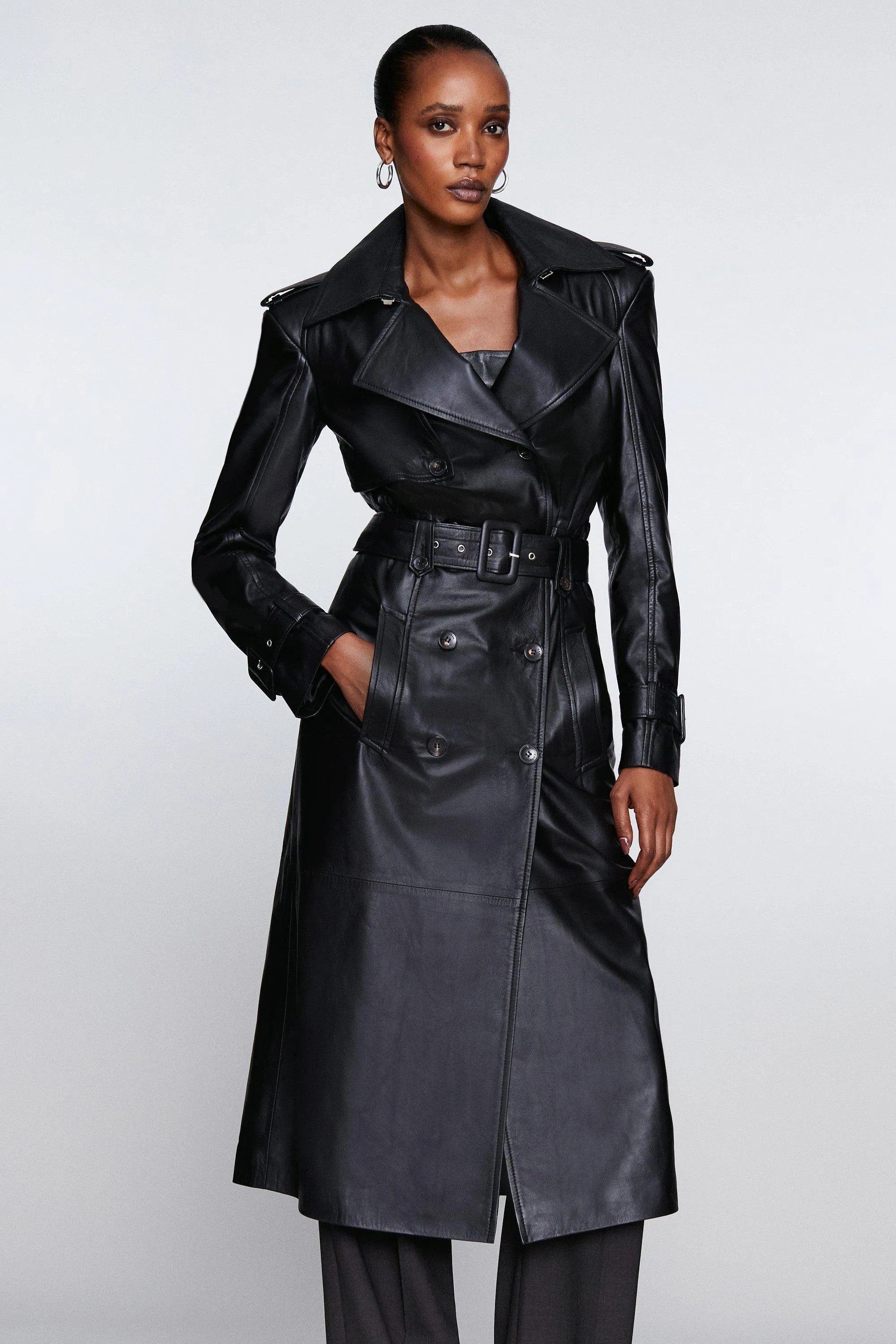 Jackets & Coats | Leather Multiway Trench Coat | KarenMillen | Debenhams UK